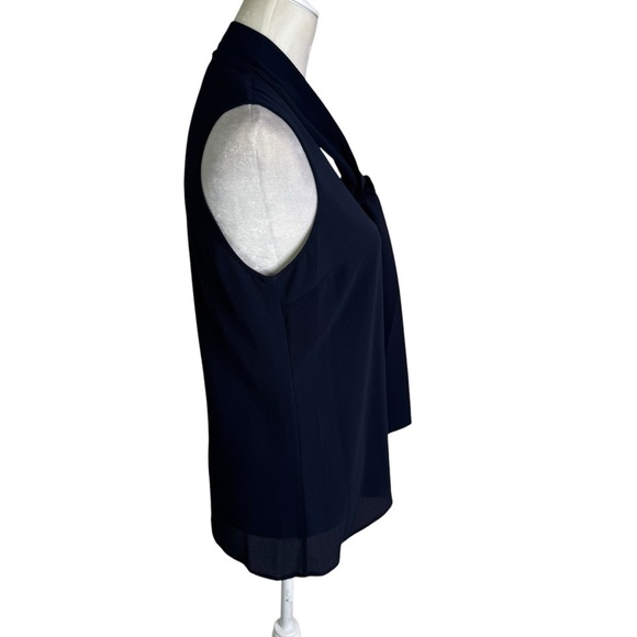 NWT Michael Michael Kors Womens Navy Chiffon Tie-neck Blouse Top Size 4 - Picture 6 of 12